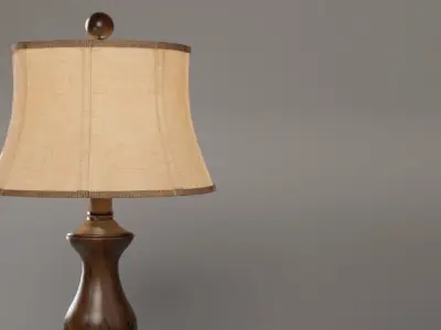 Retro Wooden Table Lamp with Fabric Shade 3D Model Free 3D model