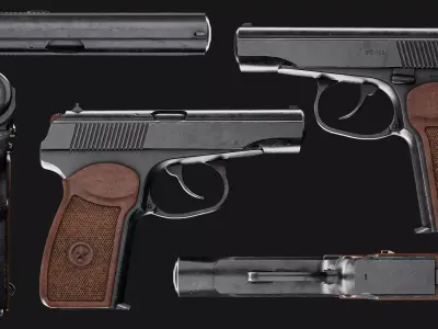 Makarov PM Pistol -  Game Ready Low-poly 3D model