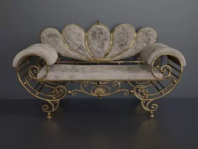 Antique wrought iron sofa 3D model