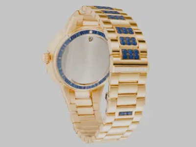 sleek modern gold wristwatch Low-poly 3D model