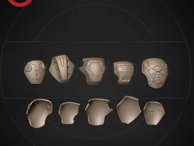 Sci fi shoulder armour kitbash v1 pack of 5 3D model