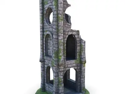 Medieval Building 53 Ruins Low-poly 3D model