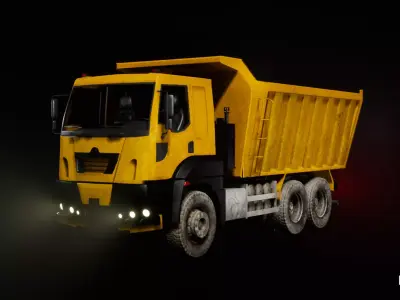 Driveable Animated Construction Truck Low-poly 3D model purchase