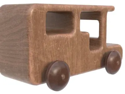 Wooden toy car 08 dirty 3D model