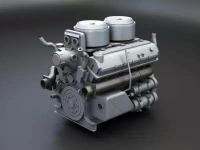 WWII V12 Tank Engine 3D model