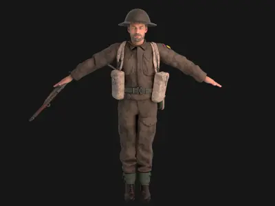 WW2  Soldier  Rigged Low-poly 3D model