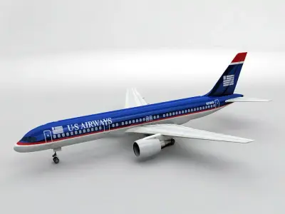  Boeing 757-200 Airliner - US Airways Low-poly 3D model