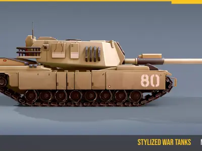 Stylized Tank M1 Abrams Low-poly 3D model