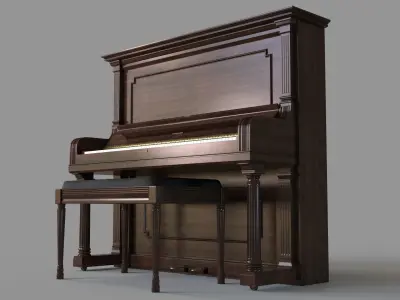Vintage Steinway and Sons Piano Dark Brown 3D model