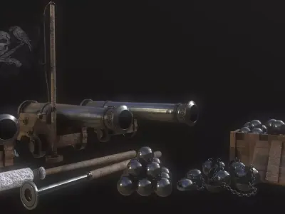 Pirate Artillery Pack - Game Ready 3D Models Low-poly 3D model