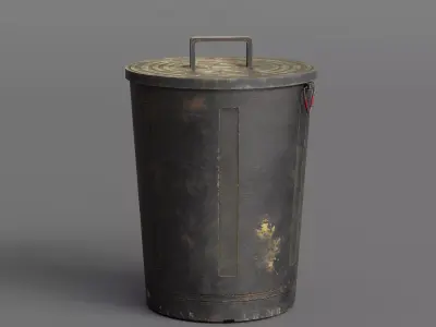 Garbage can Aged PBR Low-poly 3D model