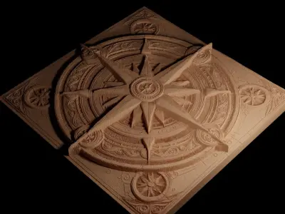 Compass Rose CNC 3d Print High Relief Sand Casting 3D print model