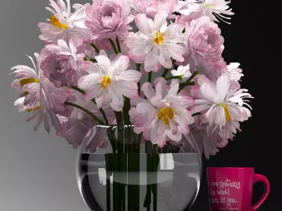 Rose Vase - Coffee Mug Set Free low-poly 3D model