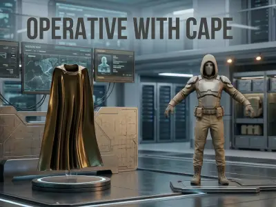 Hooded Tactical Operative With Cape Low-poly 3D model