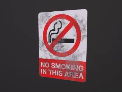 Plastic No Smoking Sign 3D Model Low-poly 3D model