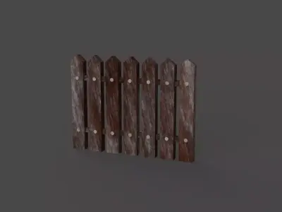 Ancient wooden fence  Low-poly 3D model