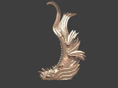 Sea serpent engraved rock 3D model