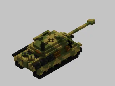 Jagdpanzer V Jagdpanther Tank Voxel Low-poly 3D model
