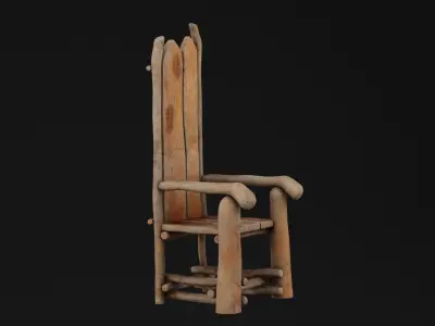 Wooden TreeLog Chair Low-poly 3D model