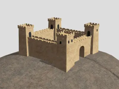 Fortress Building - Low-poly PBR model Free low-poly 3D model