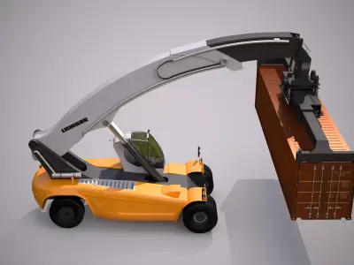 Liebherr Reachstacker and 40ft Container 3D model