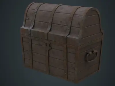 Wooden Chest 1C Low-poly 3D model