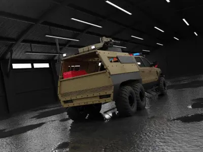 6x6 Armored Tactical Off Road Truck  Military Vehicle Rigged  3D model