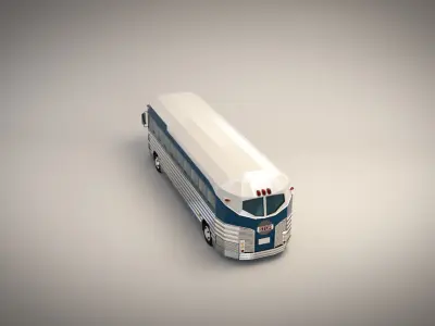 Low Poly Cartoon Intercity Bus Low-poly 3D model