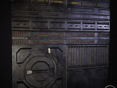 Si-Fi tunnel trim sheet Low-poly 3D model