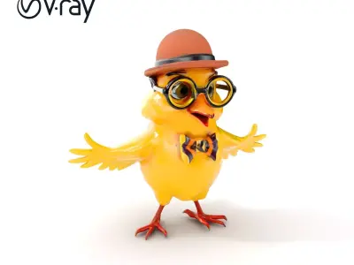 Chirpy the Cheerful Chick  Rigged and Animated D Character Model Low-poly 3D model