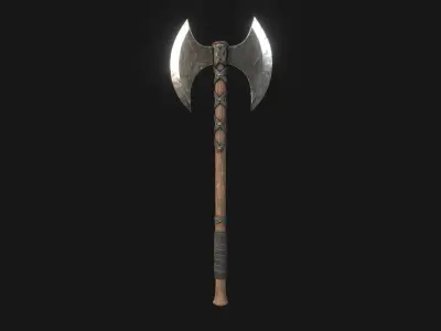 Viking Medieval  Double Bladed Two Handed Battle Axe Low-poly 3D model