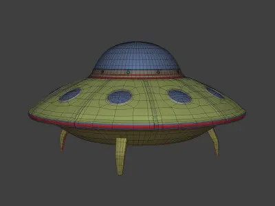 Cartoon  Flying Saucer - UFO - Alien Fantasy Vehicle Low-poly 3D model