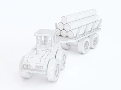 Wooden toy bulldozer 01 3D model