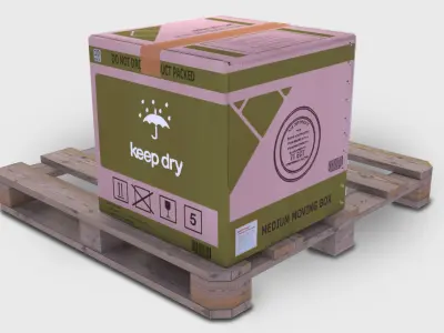 Game ready Cardboard boxes Low-poly  Low-poly 3D model