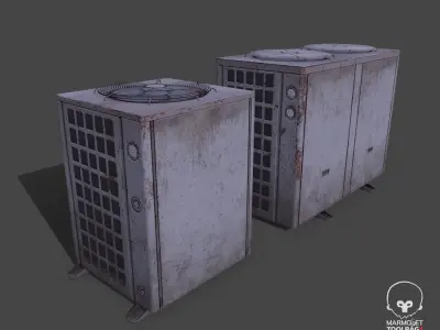 Pbr Air conditioner outdoor unit- Weathered Low-poly 3D model