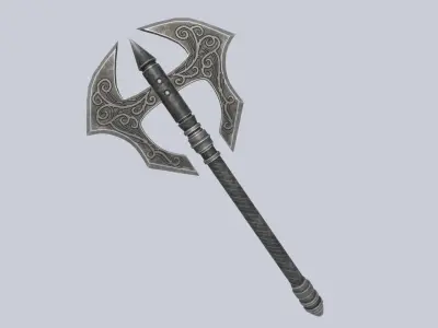 Fantasy axe Low-poly 3D model 7
