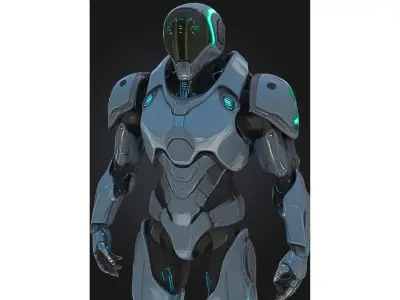 Next Gen Sci Fi Armored Robot Character Low-poly 3D model