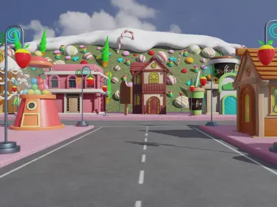 Candy Land Village 3D model purchase