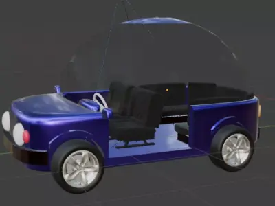 Stylized Blue Bubble Vehicle - Game Ready Low-poly 3D model