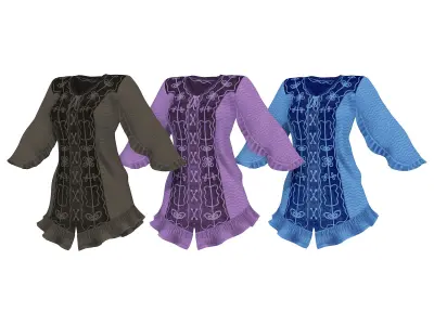 Historic Traditional Lace Up Pirate Tunic Top Low-poly 3D model