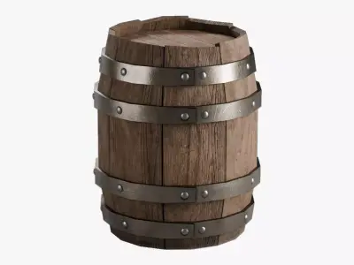 Wooden barrel Free low-poly 3D model 6