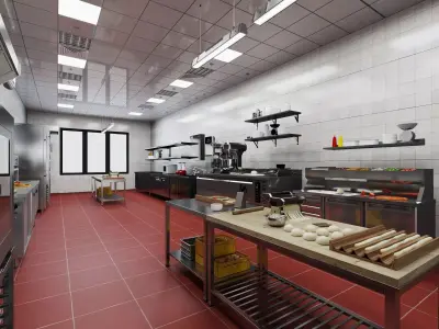 Commercial Kitchen Stainless Equipment Pack PBR Game Ready Low-poly 3D model