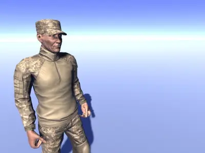 Brave Soldier - animated rigged Military Man Low-poly 3D model
