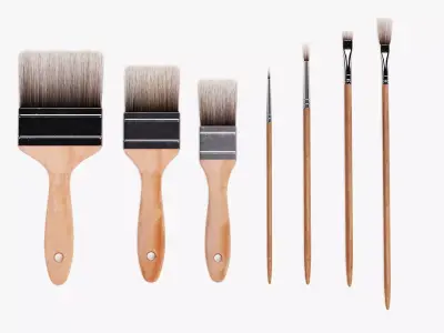 Paint Brush Set - 7 Painting Tools 3D model