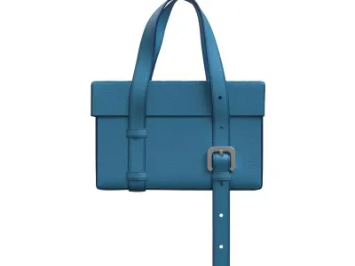 Blue Leather Box Tote Bag 3D model