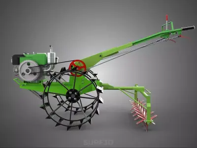 MINI TRACTOR ROTO ROTARY ROTAVATOR DIESEL CULTIVATOR TILLER PLOW 3D model