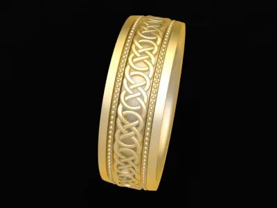 Classic Celtic Pattern Gold Band Ring for Men 118 3D print model