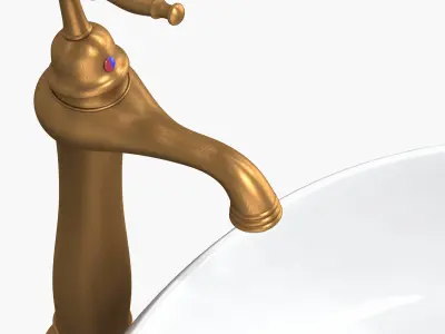 Vintage antique faucet and sink 3D model