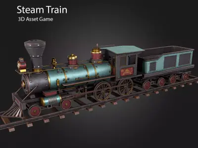 Steam Train Low-poly 3D model purchase