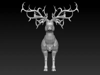 3D RAM LOWPOLY deer with antlers Low-poly 3D model